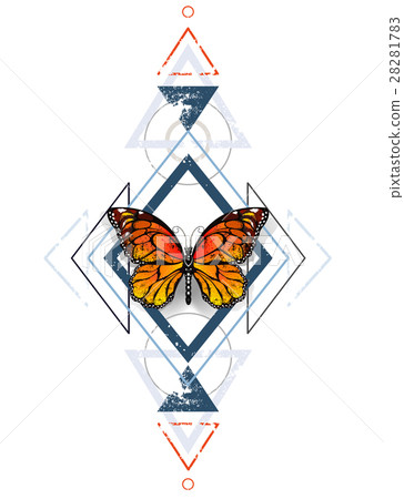 Geometric pattern with monarch butterflies 28281783