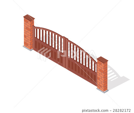 Gate Isometric Design Metal Gate Vector Icon In Isometric Projection - Stock Illustration ...