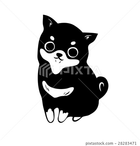 Sculpture, prints, cut-picture-style beans Shiba Inu, Illustration material that can also be used for New Year's cards in 2018 28283471