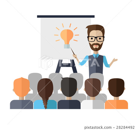 Lecturer Making a Presentation Near Whiteboard 28284492