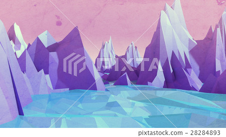 3D Illustration of a Low poly mountains landscape. 28284893
