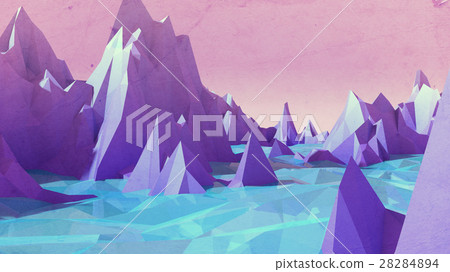 3D Illustration of a Low poly mountains landscape. 28284894