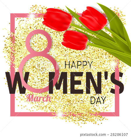 Happy Women s Day Greeting Card with tulips. Happy Women s Day Greeting Card with tulips. 28286107