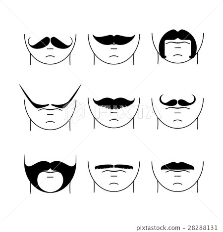 Big set of vector hipster mustache. - Stock Illustration [28288131] - PIXTA