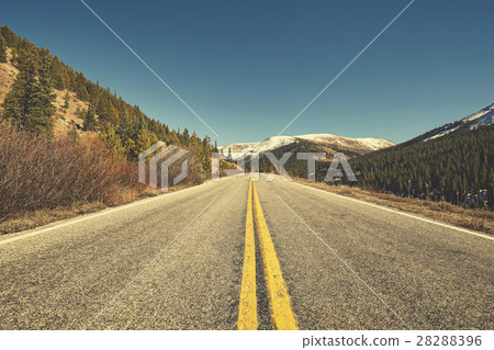 Retro color toned scenic mountain road, Colorado Retro color toned scenic mountain road, Colorado 28288396
