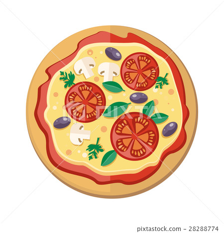 Pizza with Tomatoes, Olives, Mushrooms and Herbs Pizza with Tomatoes, Olives, Mushrooms and Herbs 28288774