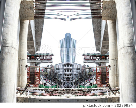 Reflection photo of Skytrain building in bangkok 28289984