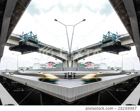 Reflection photo of Skytrain building in bangkok 28289987