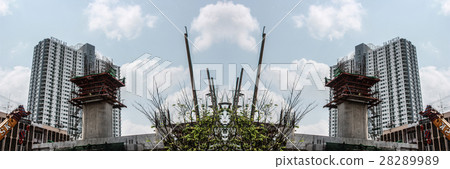 Reflection photo of Skytrain building in bangkok 28289989