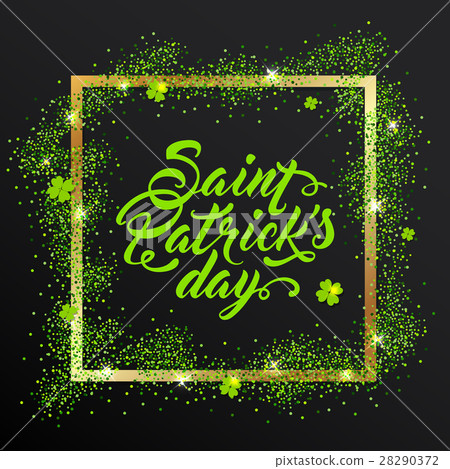 Golden frame with green clover 28290372