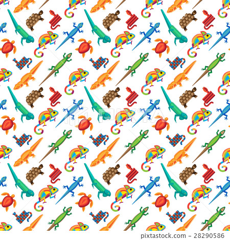 Reptiles animals vector seamless pattern. Reptiles animals vector seamless pattern. 28290586