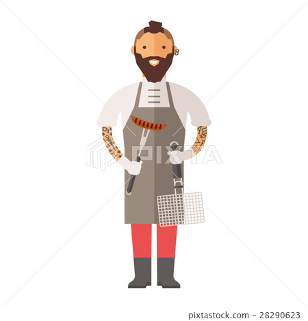 Butcher young chef decorating delicious character 28290623