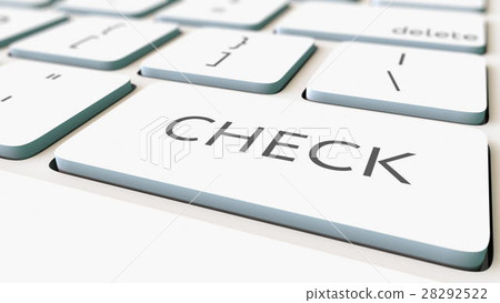 White computer keyboard and check key, shallow 28292522