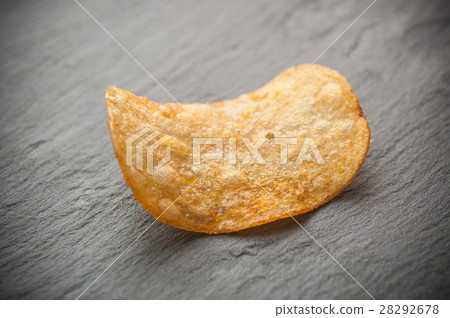 chips potatoes on chalkboard background 28292678