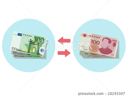 Illustration material Euro Renminbi exchange 28293307
