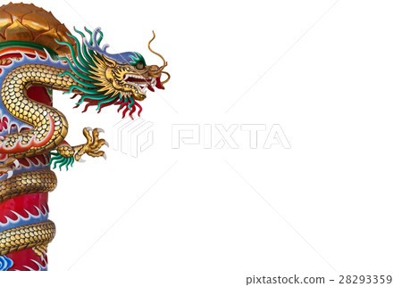 Chinese style dragon statue on white background Chinese style dragon statue on white background 28293359