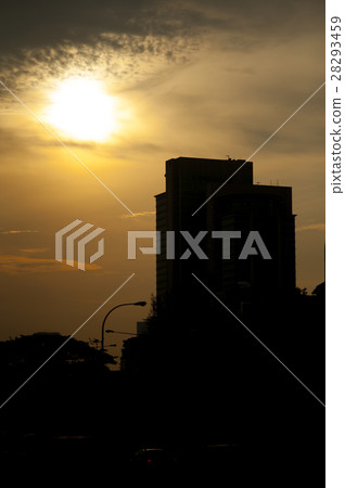 Silhouette of a tall building. Silhouette of a tall building. 28293459