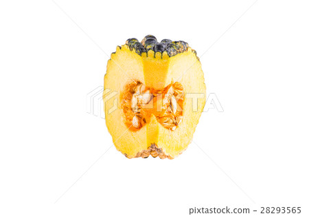 Piece of pumpkin on white with clipping path 28293565
