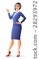 Vector smiling business woman in suit with finger 28293972