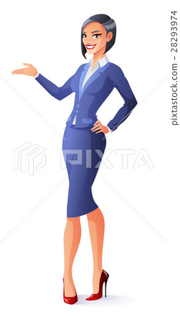 Vector beautiful smiling business woman in blue Vector beautiful smiling business woman in blue 28293974