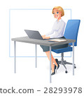 Vector smiling business woman working with laptop 28293978