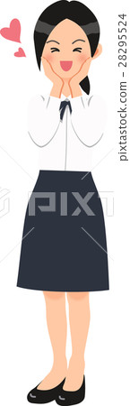 A woman rejoicing in a white blouse 28295524