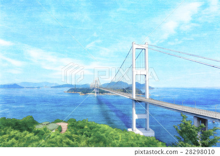 Kurushima Kaikyo Bridge Stock Illustration