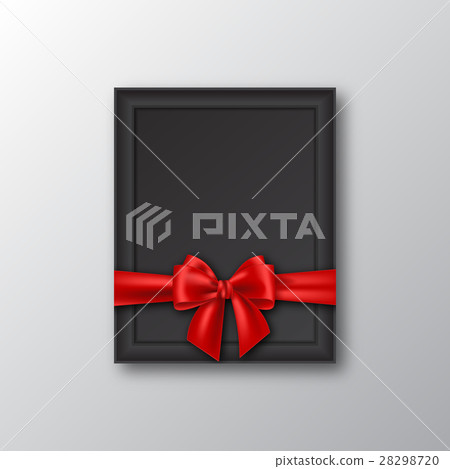 3D realistic picture frame with red bow. 28298720