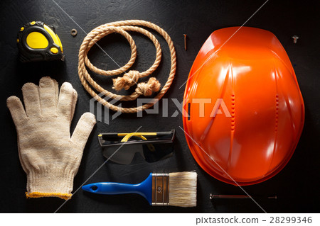 hardhat and tools  on black 28299346