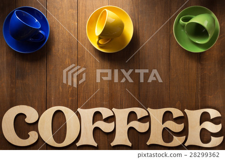 cup of coffee and letters on wood cup of coffee and letters on wood 28299362