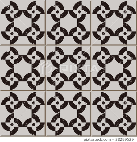 Ceramic tile pattern worn out spiral round flower Ceramic tile pattern worn out spiral round flower 28299529