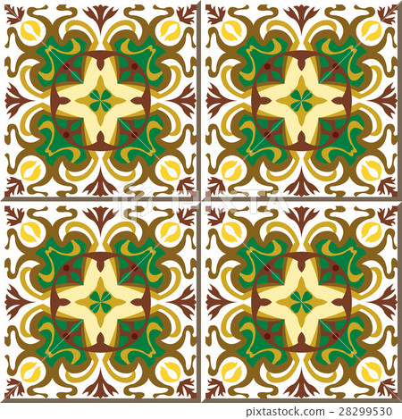 Ceramic tile pattern of garden green brown round Ceramic tile pattern of garden green brown round 28299530