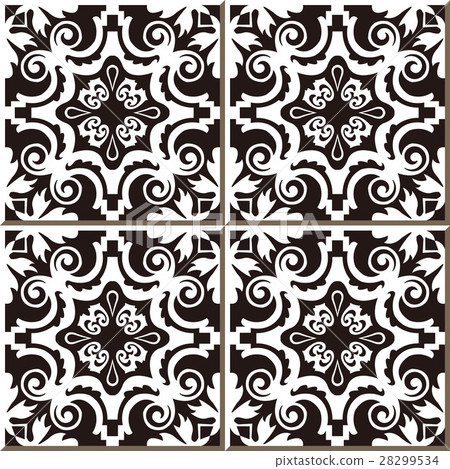 Ceramic tile pattern of black white spiral cross Ceramic tile pattern of black white spiral cross 28299534