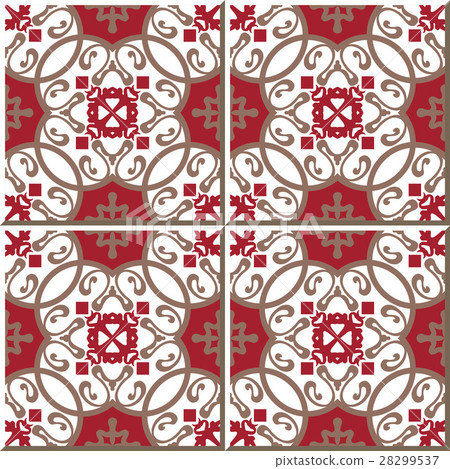 Ceramic tile pattern oriental red spiral geometry Ceramic tile pattern oriental red spiral geometry 28299537