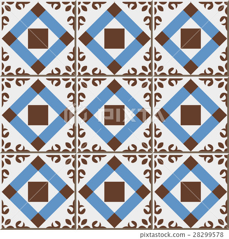 Ceramic tile pattern of blue brown check square 28299578