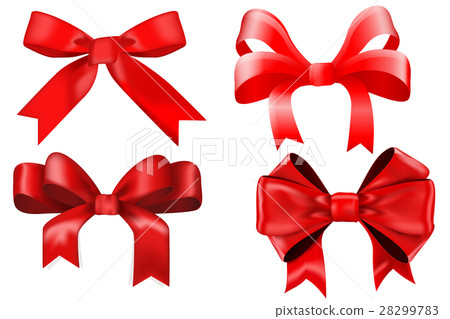 Red ribbon bow. Gift box decoration 28299783