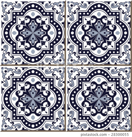 Ceramic tile blue round curve square dot line 28300055