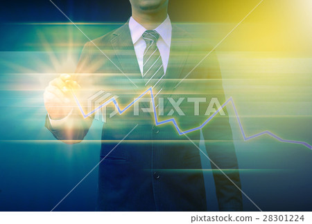 businessman hand drawing business graph businessman hand drawing business graph 28301224
