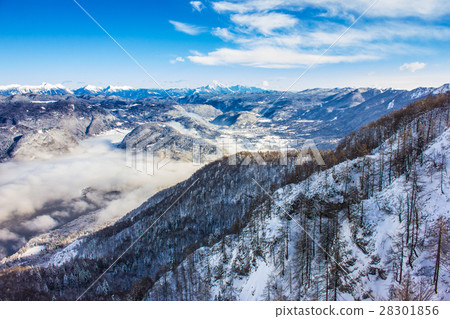 Lake Bohinj surrounded by mountains of Triglav  28301856