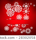 Illustration with white snowflakes on red 28302058