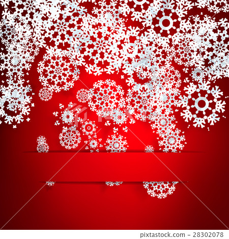 Red background with paper snowflakes. Red background with paper snowflakes. 28302078