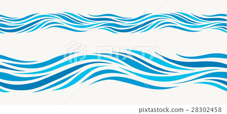 Marine seamless pattern with stylized blue waves - Stock Illustration ...