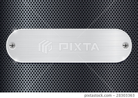 Metal plate on dark perforated background 28303363