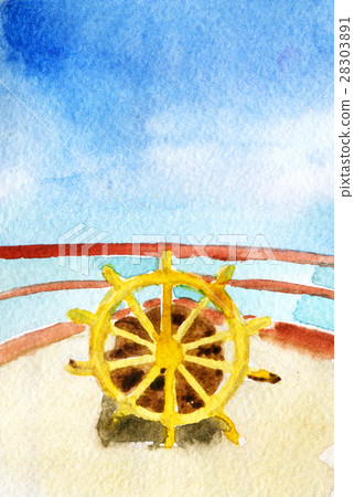 watercolor sketch of sheep steering wheel 28303891