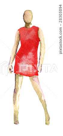 watercolor sketch of dummy isolated on white  28303894