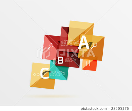 Modern flying square infographic 28305376