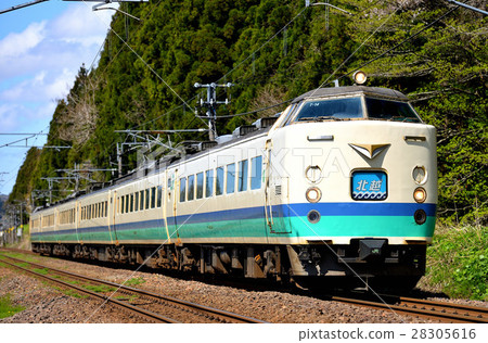 485系列表示5月份的Shin-Etsu方式的hokuetsu 485系列表示5月份的Shin-Etsu方式的hokuetsu 28305616