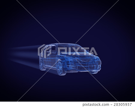 blue x-ray car with line speed on dark background. blue x-ray car with line speed on dark background. 28305937