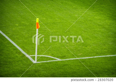 Yellow flag in corner of football playground, lazy Yellow flag in corner of football playground, lazy 28307020