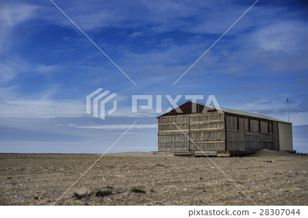 Desert landscape, lonely house at the sand. Desert landscape, lonely house at the sand. 28307044